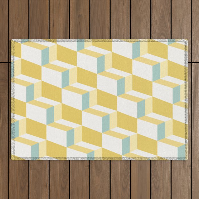 Cuboid Geometric Abstract Shapes Pattern XXXVI Outdoor Rug Gallery Image 1