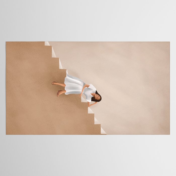 Girl Thinking on a Stairway Tablecloth Gallery Image 2