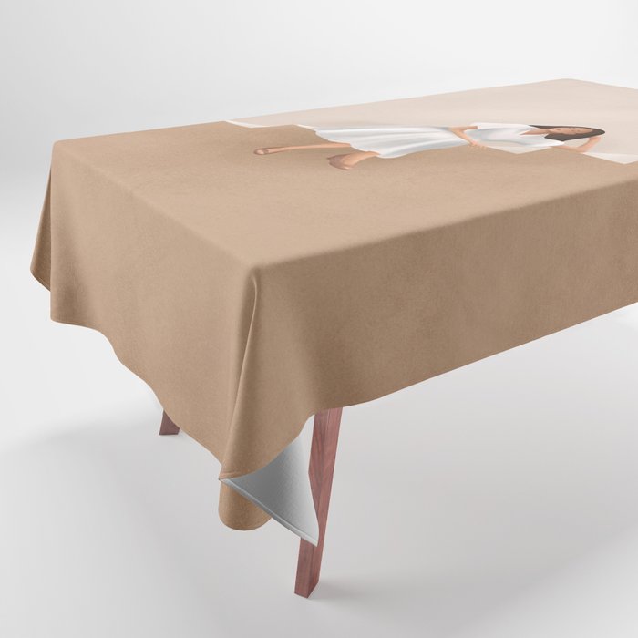 Girl Thinking on a Stairway Tablecloth Gallery Image 1