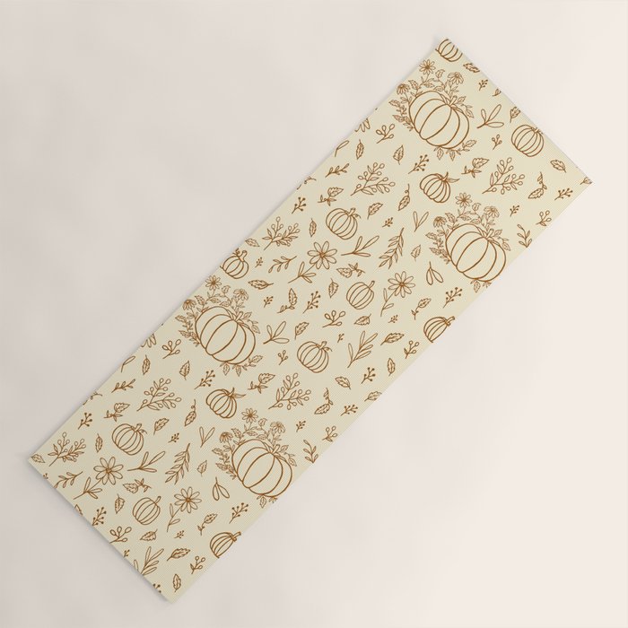 Floral Ink Pumpkin Pattern Yoga Mat Gallery Image 1