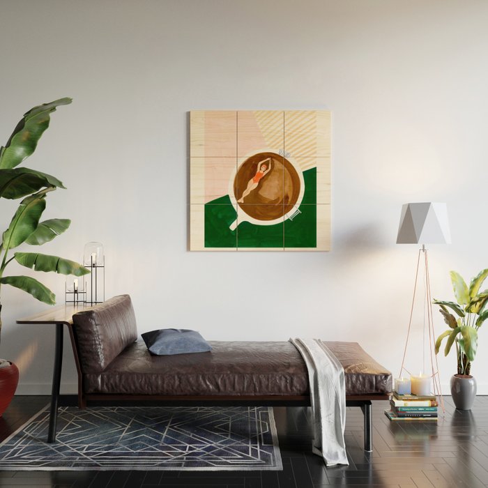 Swimming in Coffee Wood Wall Art Gallery Image 2