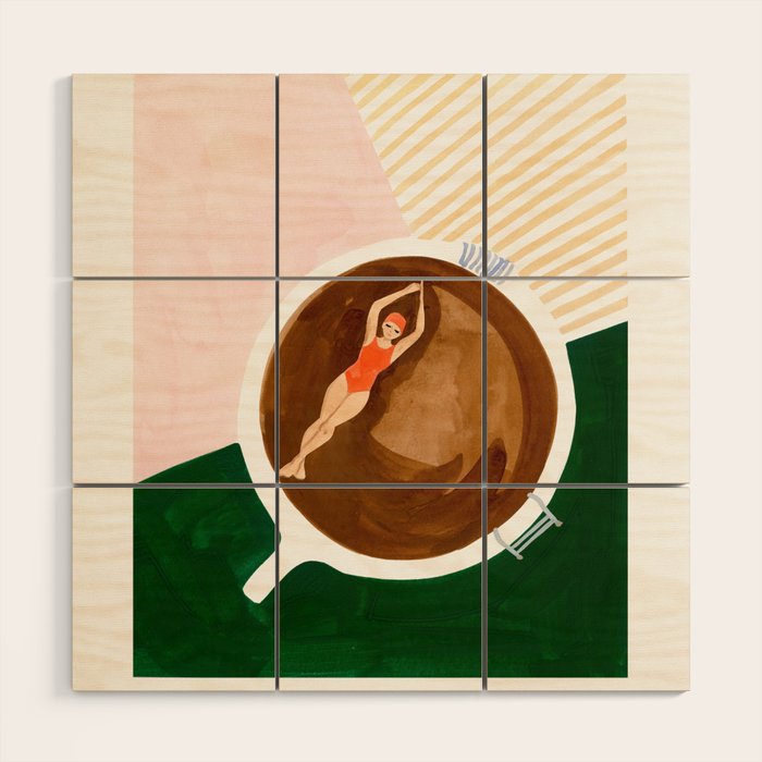 Swimming in Coffee Wood Wall Art Gallery Image 1