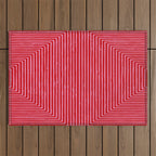 Hot Pink Geometric Drawing Digital Linocut Outdoor Rug Gallery Image 1