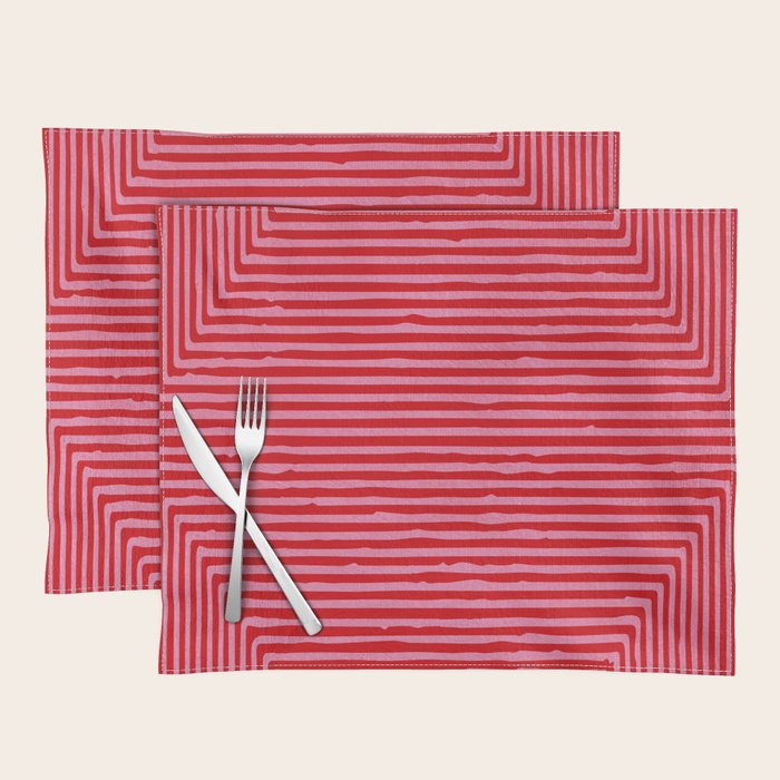 Hot Pink Geometric Drawing Digital Linocut Placemat Gallery Image 1
