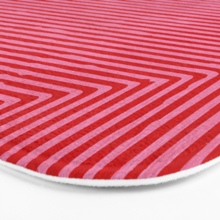Hot Pink Geometric Drawing Digital Linocut Bath Mat Gallery Image 3