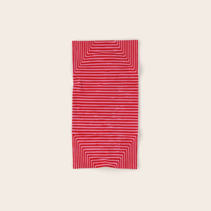 Hot Pink Geometric Drawing Digital Linocut Bath Towel Gallery Image 1