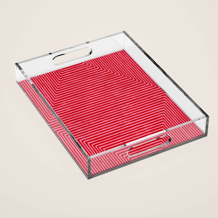 Hot Pink Geometric Drawing Digital Linocut Acrylic Tray Gallery Image 1