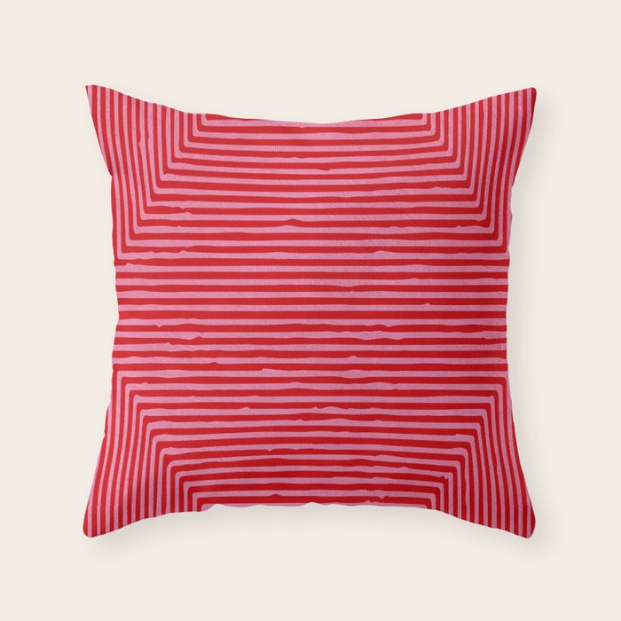 Hot Pink Geometric Drawing Digital Linocut Throw Pillow Gallery Image 6