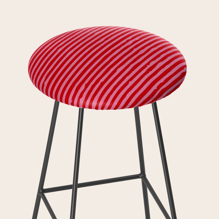 Hot Pink Geometric Drawing Digital Linocut Stool Gallery Image 2