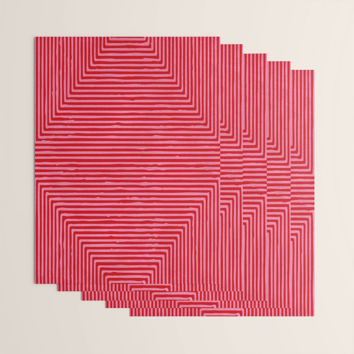 Hot Pink Geometric Drawing Digital Linocut Wrapping Paper Gallery Image 3