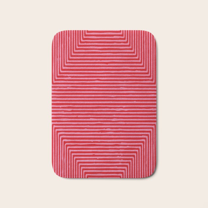 Hot Pink Geometric Drawing Digital Linocut Bath Mat Gallery Image 1