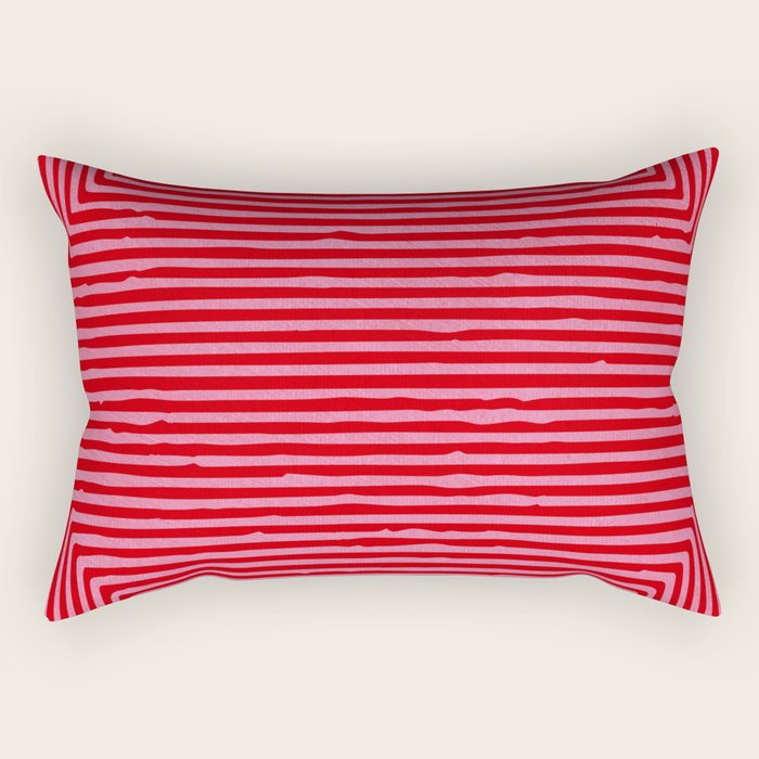 Hot Pink Geometric Drawing Digital Linocut Rectangular Pillow Gallery Image 2