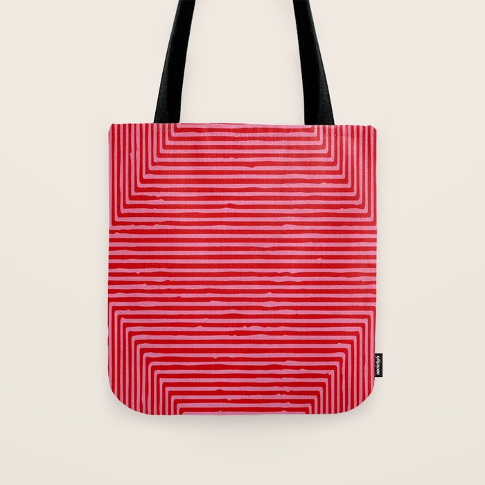Hot Pink Geometric Drawing Digital Linocut Tote Bag Gallery Image 1