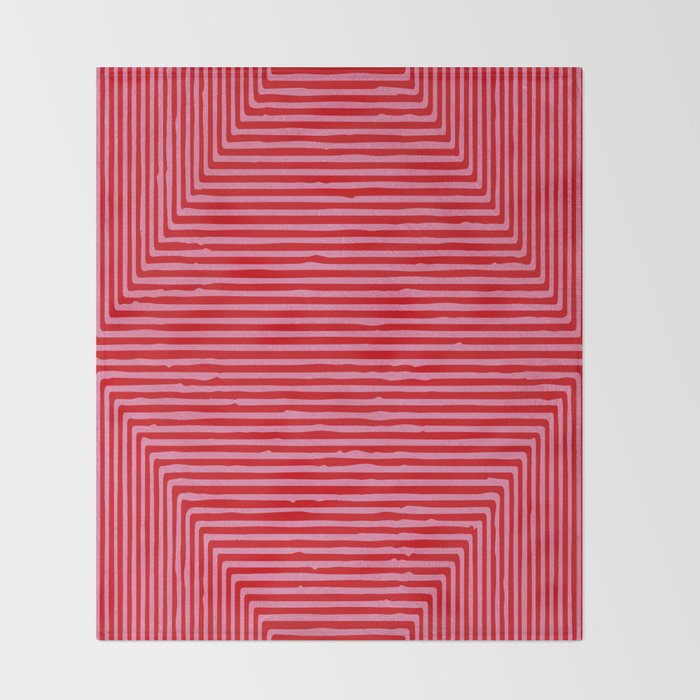 Hot Pink Geometric Drawing Digital Linocut Throw Blanket Gallery Image 2