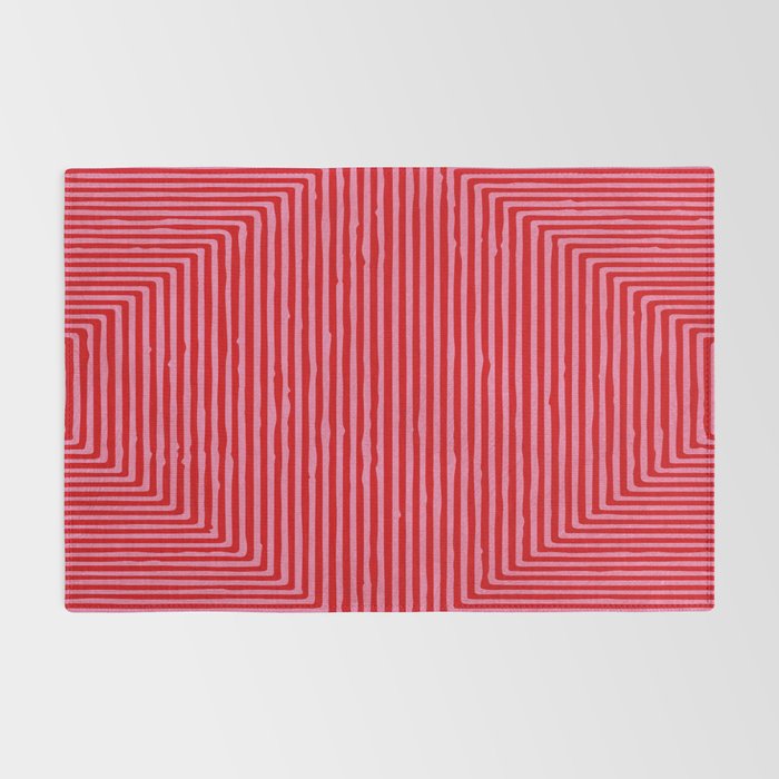 Hot Pink Geometric Drawing Digital Linocut Rug Gallery Image 2