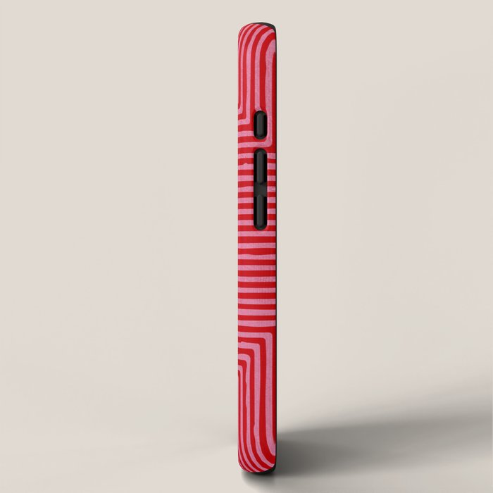 Hot Pink Geometric Drawing Digital Linocut iPhone Case Gallery Image 2