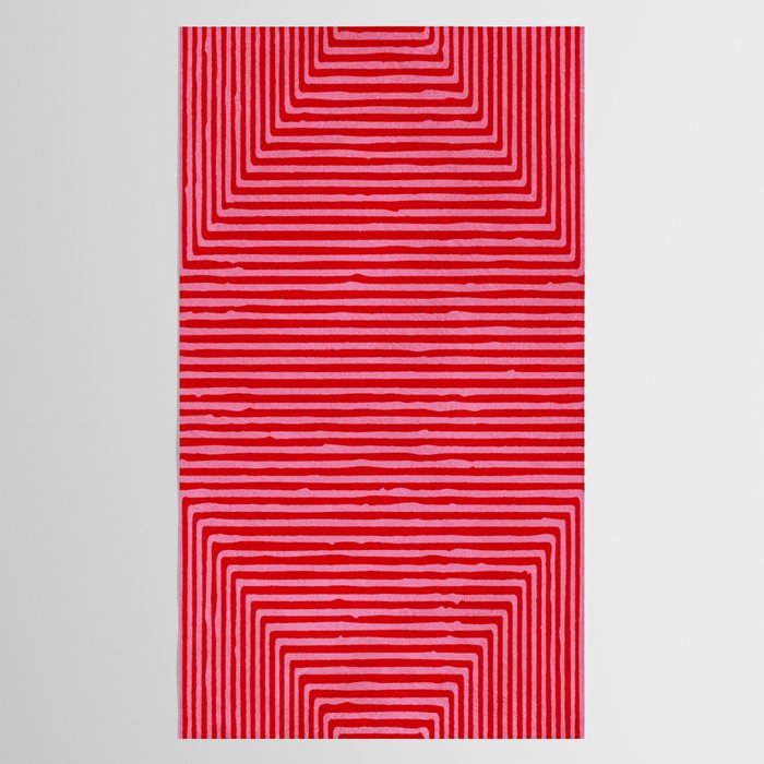 Hot Pink Geometric Drawing Digital Linocut Tablecloth Gallery Image 2