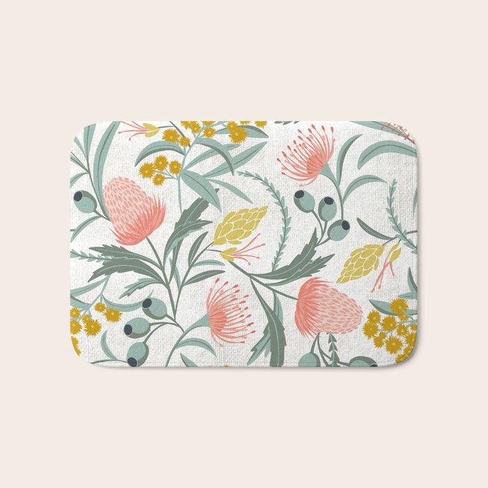 Flora Australis White Bath Mat Gallery Image 1