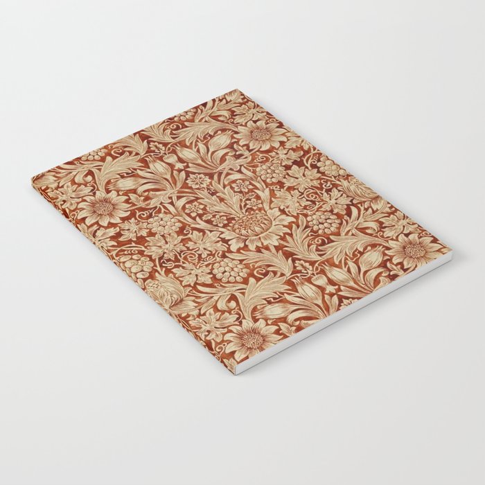 William Morris Pure Sunflower Red Saffron Vellum Vintage Pattern Notebook Gallery Image 2
