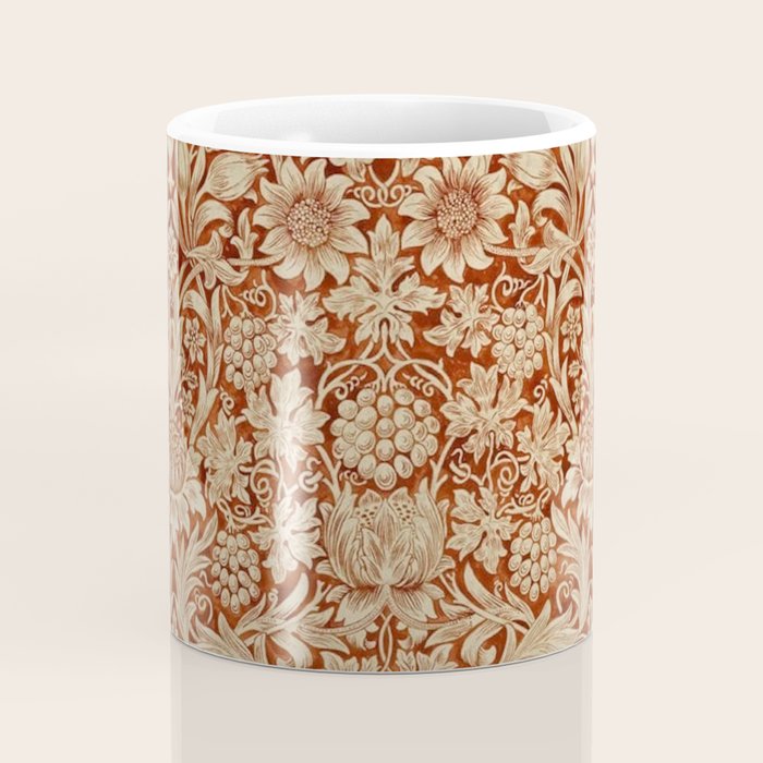 William Morris Pure Sunflower Red Saffron Vellum Vintage Pattern Coffee Mug Gallery Image 4