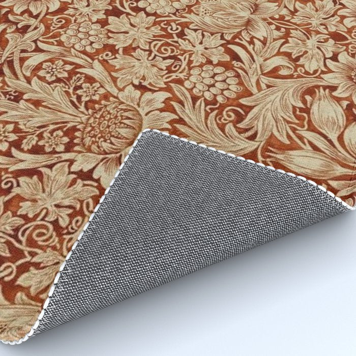 William Morris Pure Sunflower Red Saffron Vellum Vintage Pattern Rug Gallery Image 4