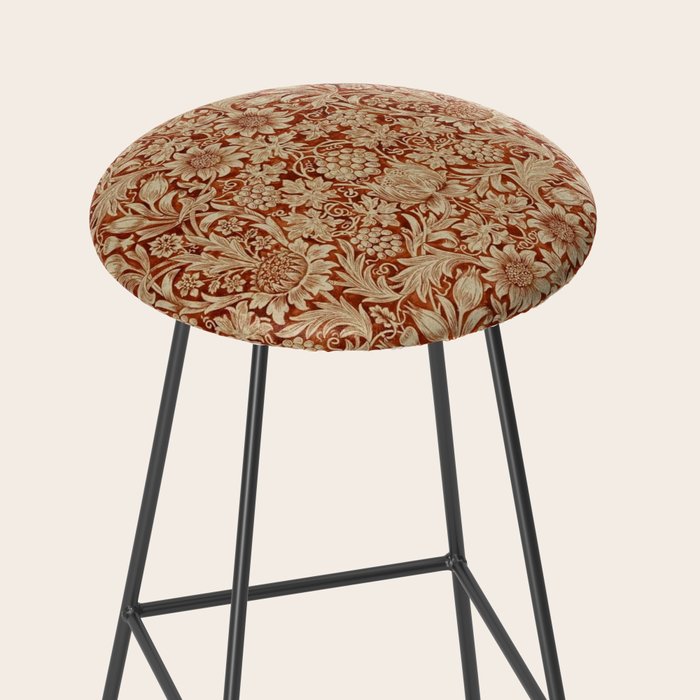 William Morris Pure Sunflower Red Saffron Vellum Vintage Pattern Stool Gallery Image 2