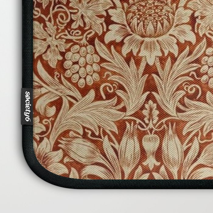 William Morris Pure Sunflower Red Saffron Vellum Vintage Pattern Laptop Sleeve Gallery Image 3