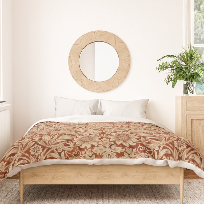 William Morris Pure Sunflower Red Saffron Vellum Vintage Pattern Duvet Cover Gallery Image 3