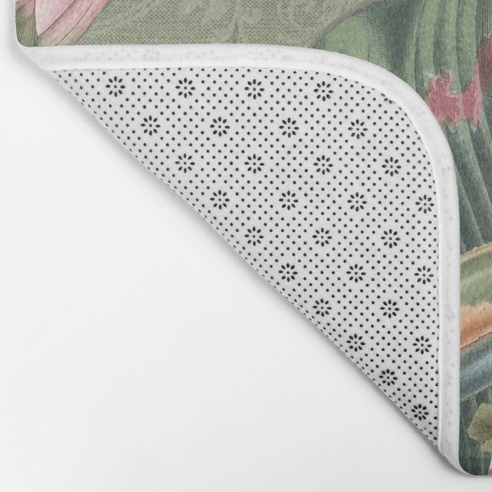 Tropical jungle vintage toucans and passiflora flower green botanical jungle Bath Mat Gallery Image 2