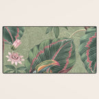 Tropical jungle vintage toucans and passiflora flower green botanical jungle Desk Mat Gallery Image 3