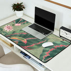 Tropical jungle vintage toucans and passiflora flower green botanical jungle Desk Mat Gallery Image 2