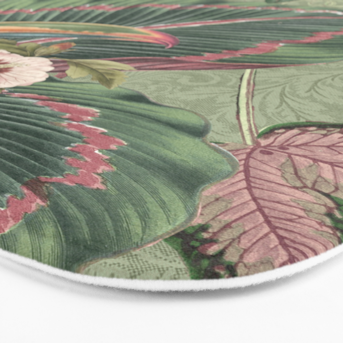 Tropical jungle vintage toucans and passiflora flower green botanical jungle Bath Mat Gallery Image 3