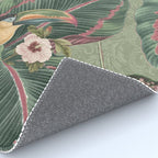 Tropical jungle vintage toucans and passiflora flower green botanical jungle Rug Gallery Image 4