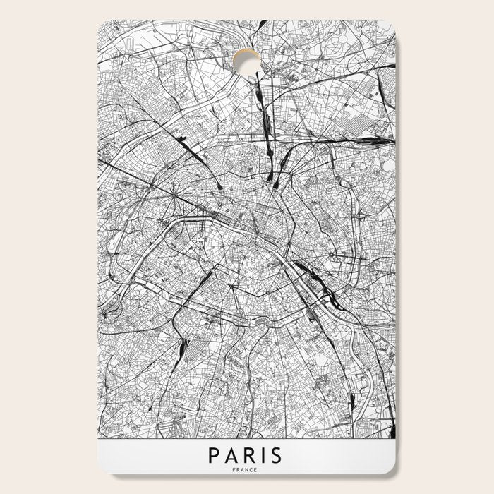 Paris White Map Cutting Board Gallery Image 1