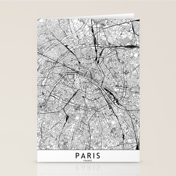 Paris White Map Stationery Card Gallery Image 2