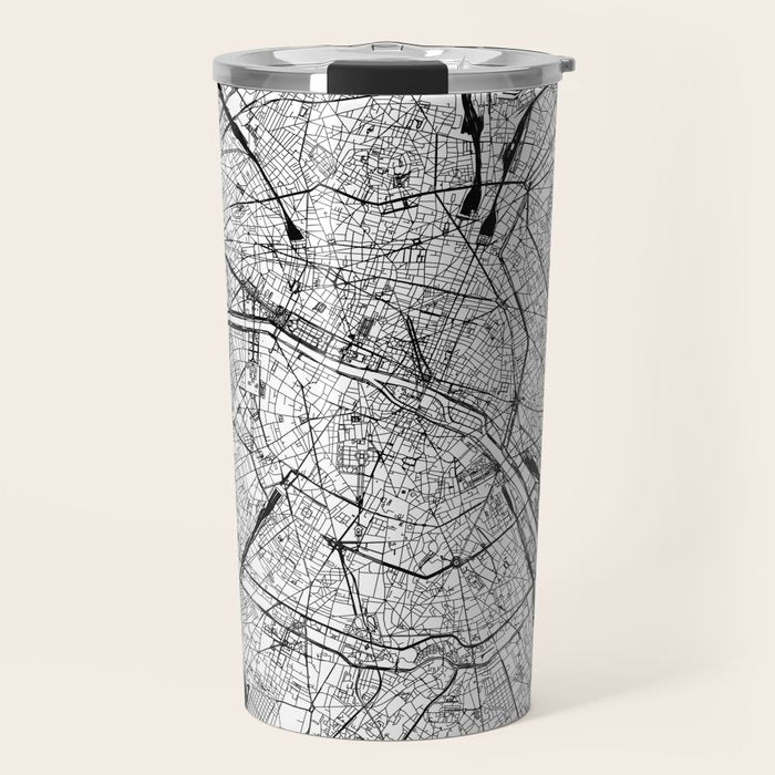 Paris White Map Travel Mug Gallery Image 1