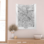 Paris White Map Wall Tapestry Gallery Image 2