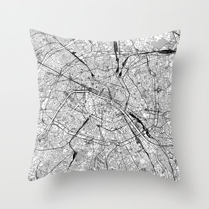 Paris White Map Throw Pillow Gallery Image 6