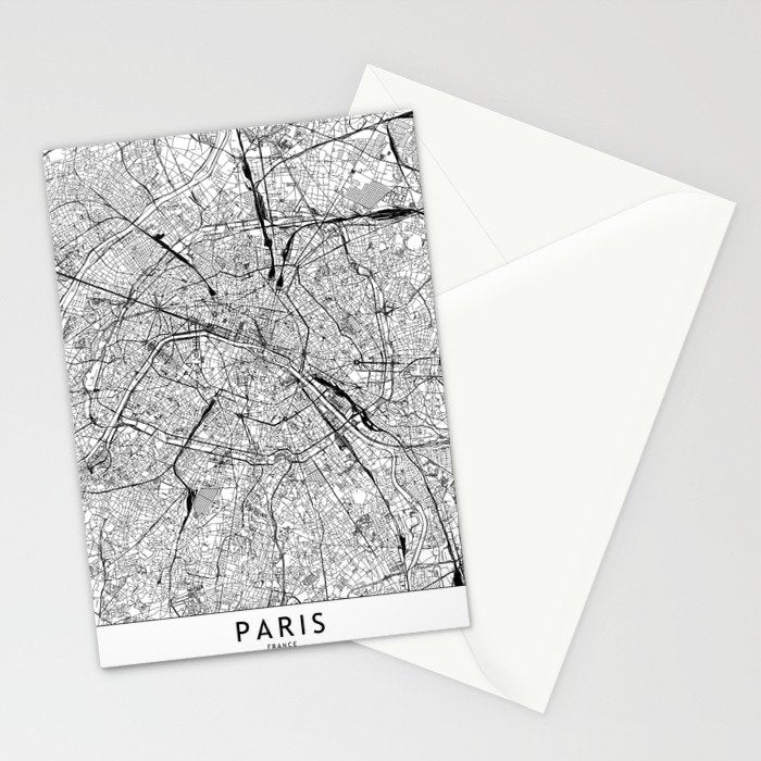 Paris White Map Stationery Card Gallery Image 2