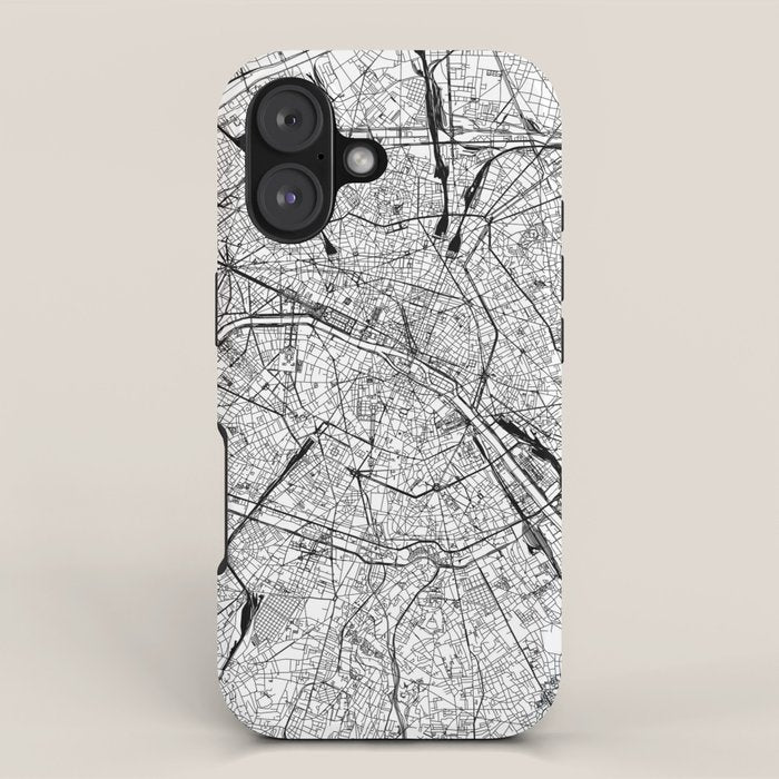 Paris White Map iPhone Case Gallery Image 1