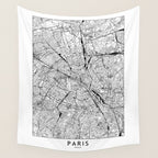 Paris White Map Wall Tapestry Gallery Image 4