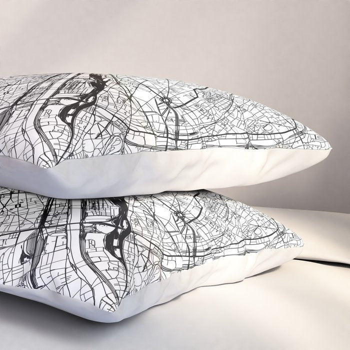 Paris White Map Pillow Sham Gallery Image 3