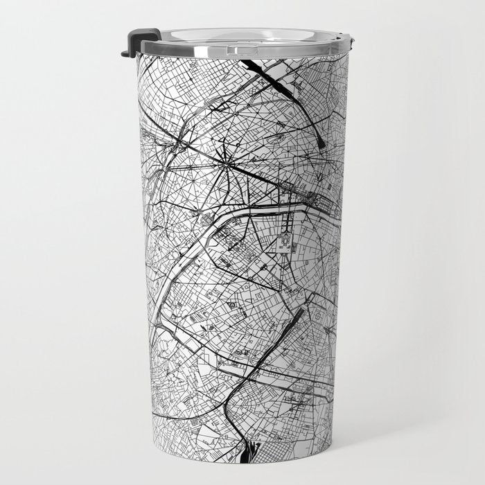 Paris White Map Travel Mug Gallery Image 3