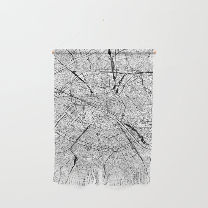 Paris White Map Wall Hanging Gallery Image 1