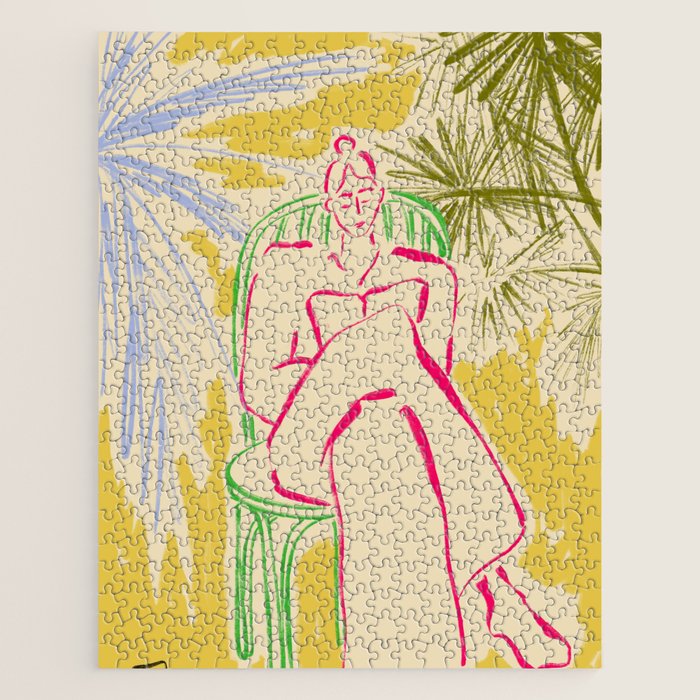 READING AMONG PALM TREES Jigsaw Puzzle Gallery Image 1