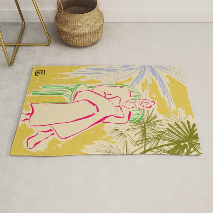 READING AMONG PALM TREES Rug Gallery Image 1