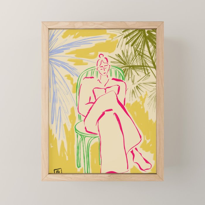 READING AMONG PALM TREES Mini Art Print Gallery Image 1