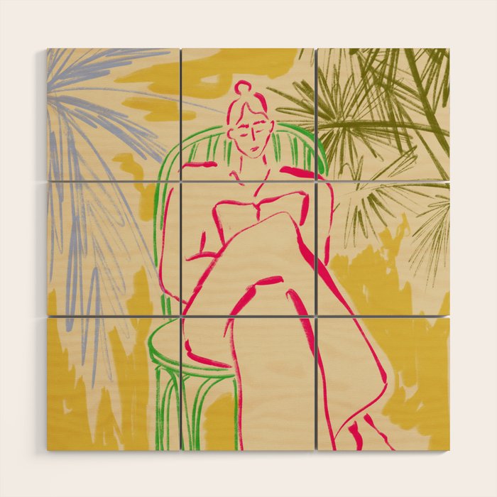 READING AMONG PALM TREES Wood Wall Art Gallery Image 1