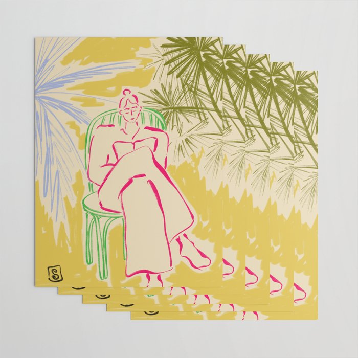 READING AMONG PALM TREES Wrapping Paper Gallery Image 3