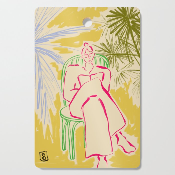 READING AMONG PALM TREES Cutting Board Gallery Image 1